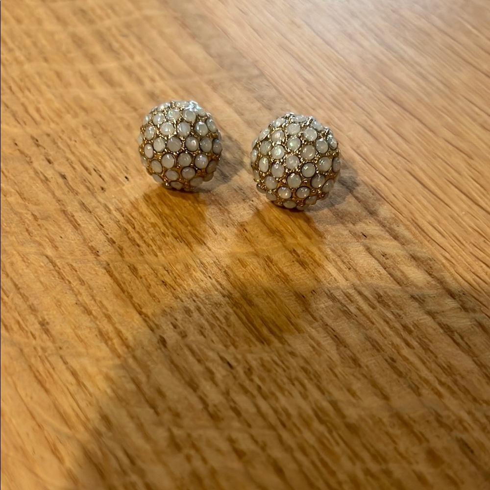 Elegant Gold and White (iridescent) Stud Earrings